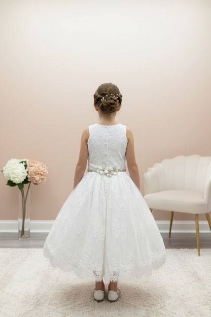 Elegant Lace Christening Dress with a Crystal Belt Poppy