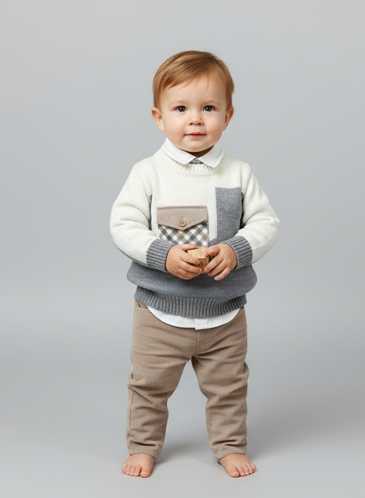 Bimbalo boys Grey & Tan pants set 6873