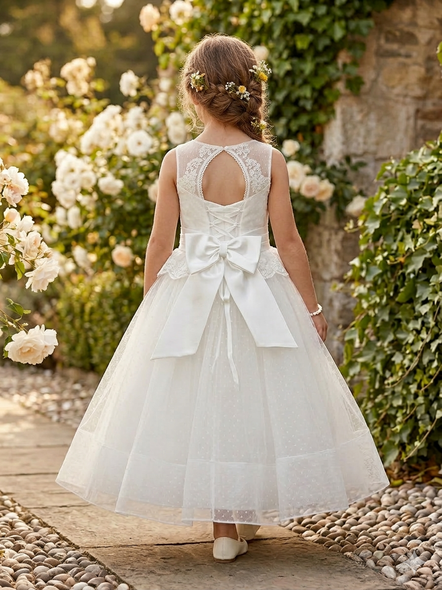 White Dress with Lace Detail Made In Italy