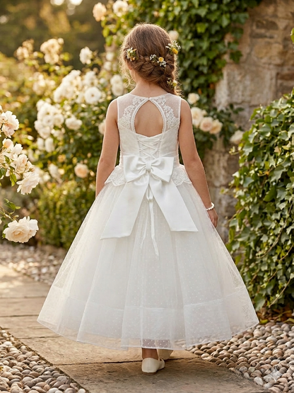 White Dress with Lace Detail Made In Italy