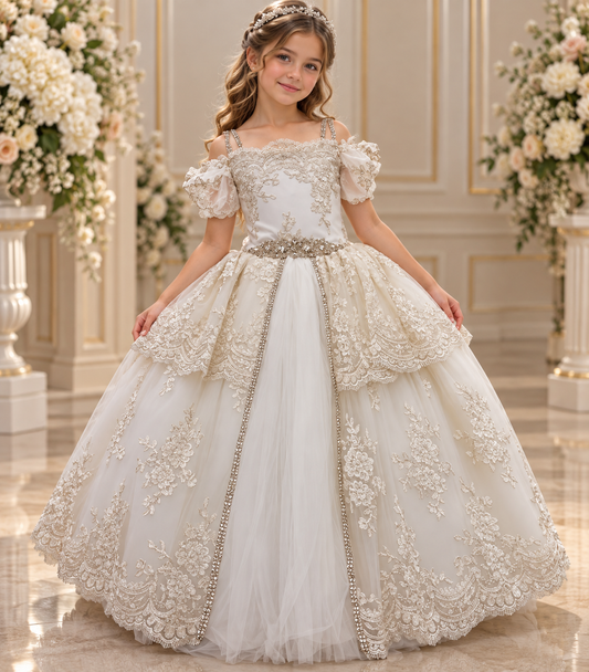 Evana Enchanted Lace Communion Gown