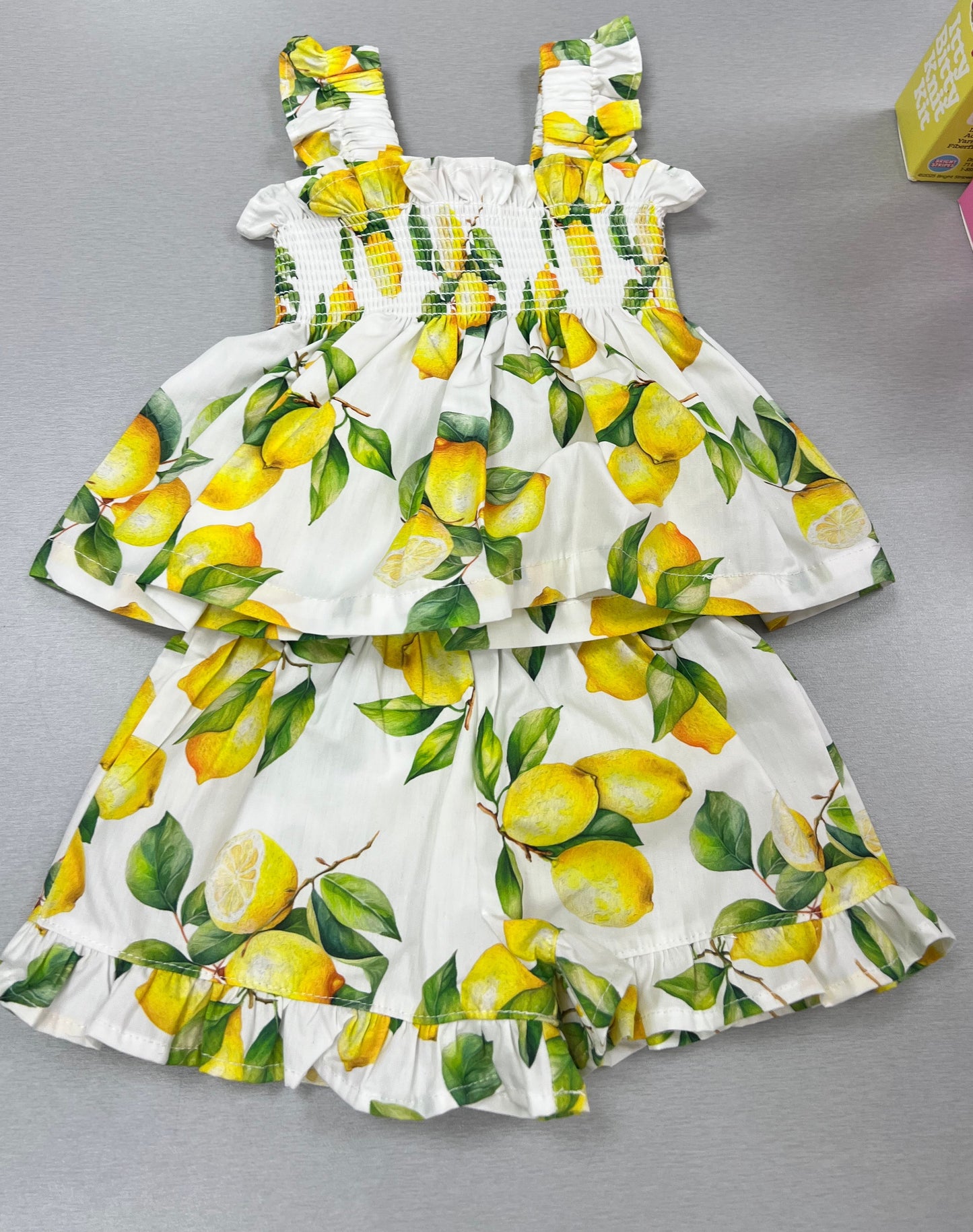 Lemon Print Smocked Two-Piece shorts Set