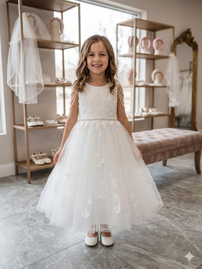 Sweetie Pie communion dress sleeveless with satin bow