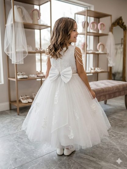 Sweetie Pie communion dress sleeveless with satin bow