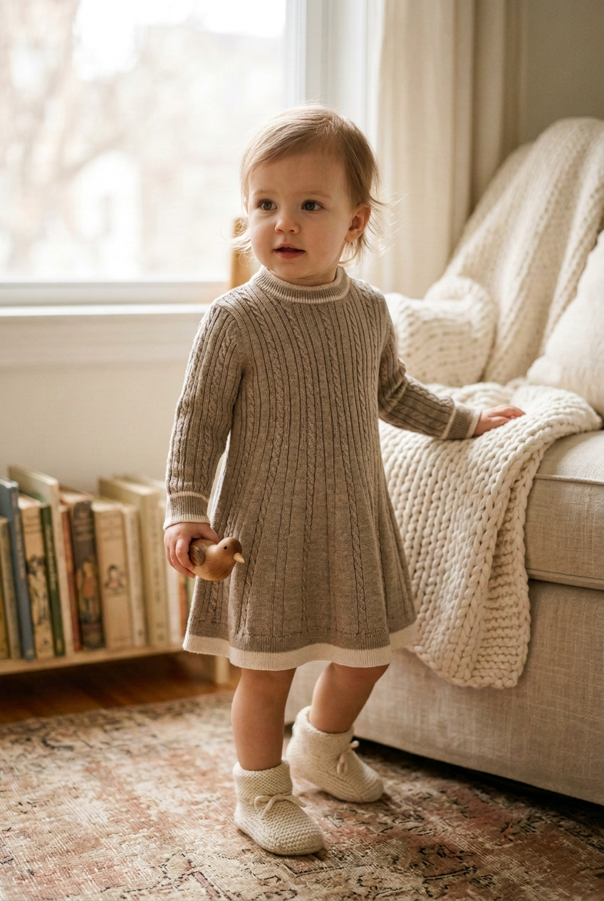 Little Cuddle Baby Cable-Knit Dress