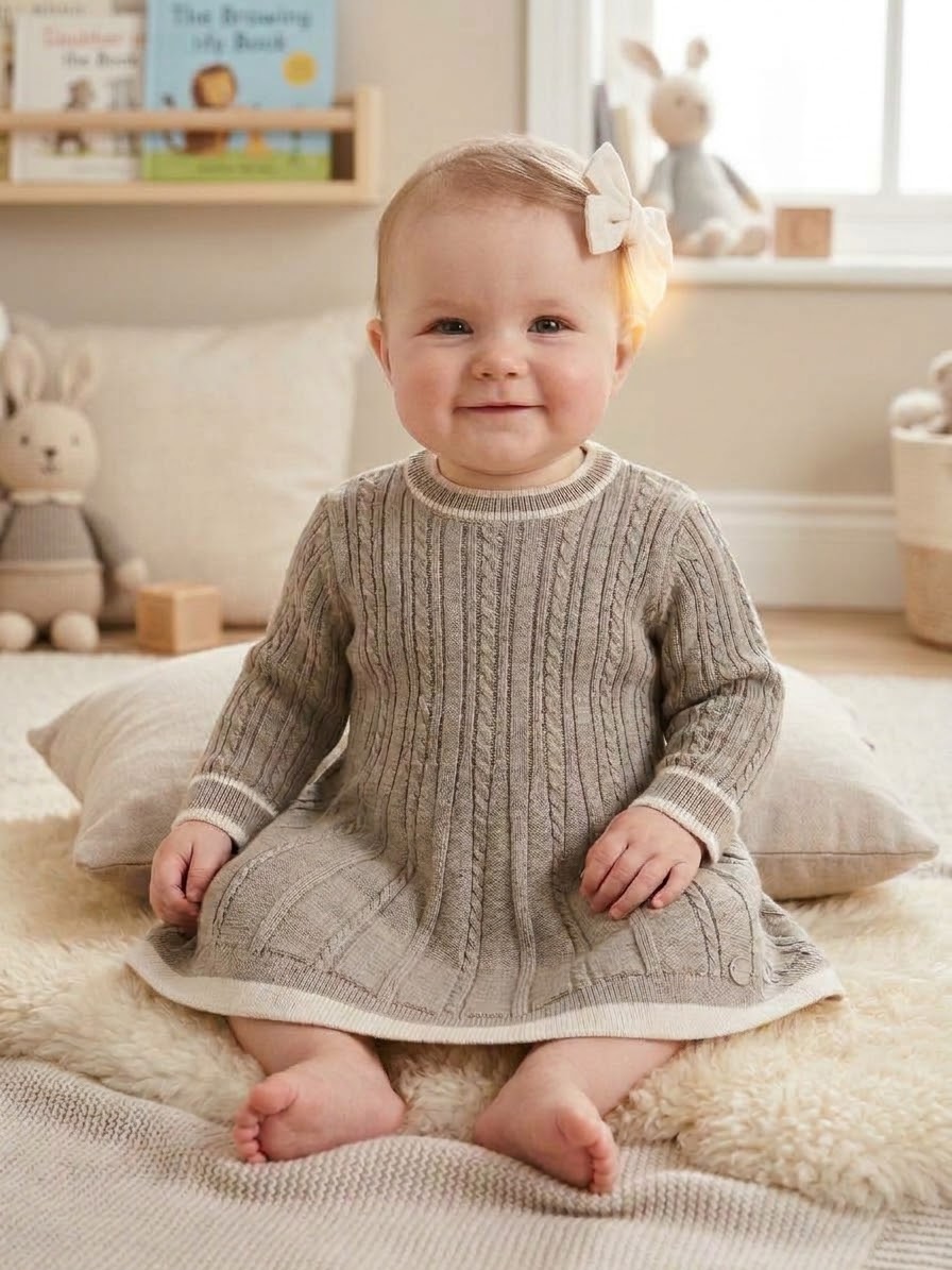 Little Cuddle Baby Cable-Knit Dress