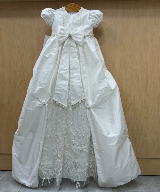 Silk Christening Gown with Embellished Lace & Custome couture