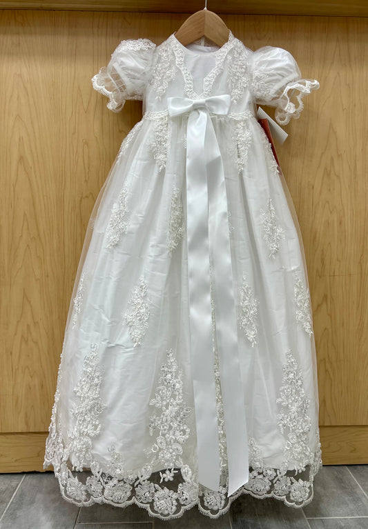 Le’pety canar baptism dress with beaded overlay coat