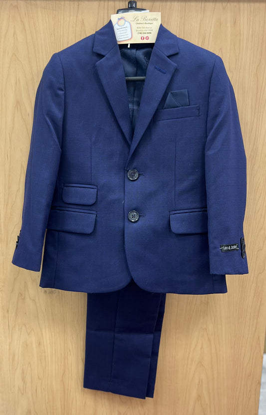 Leo & Zachary Deep Blue checks boys communion suit 