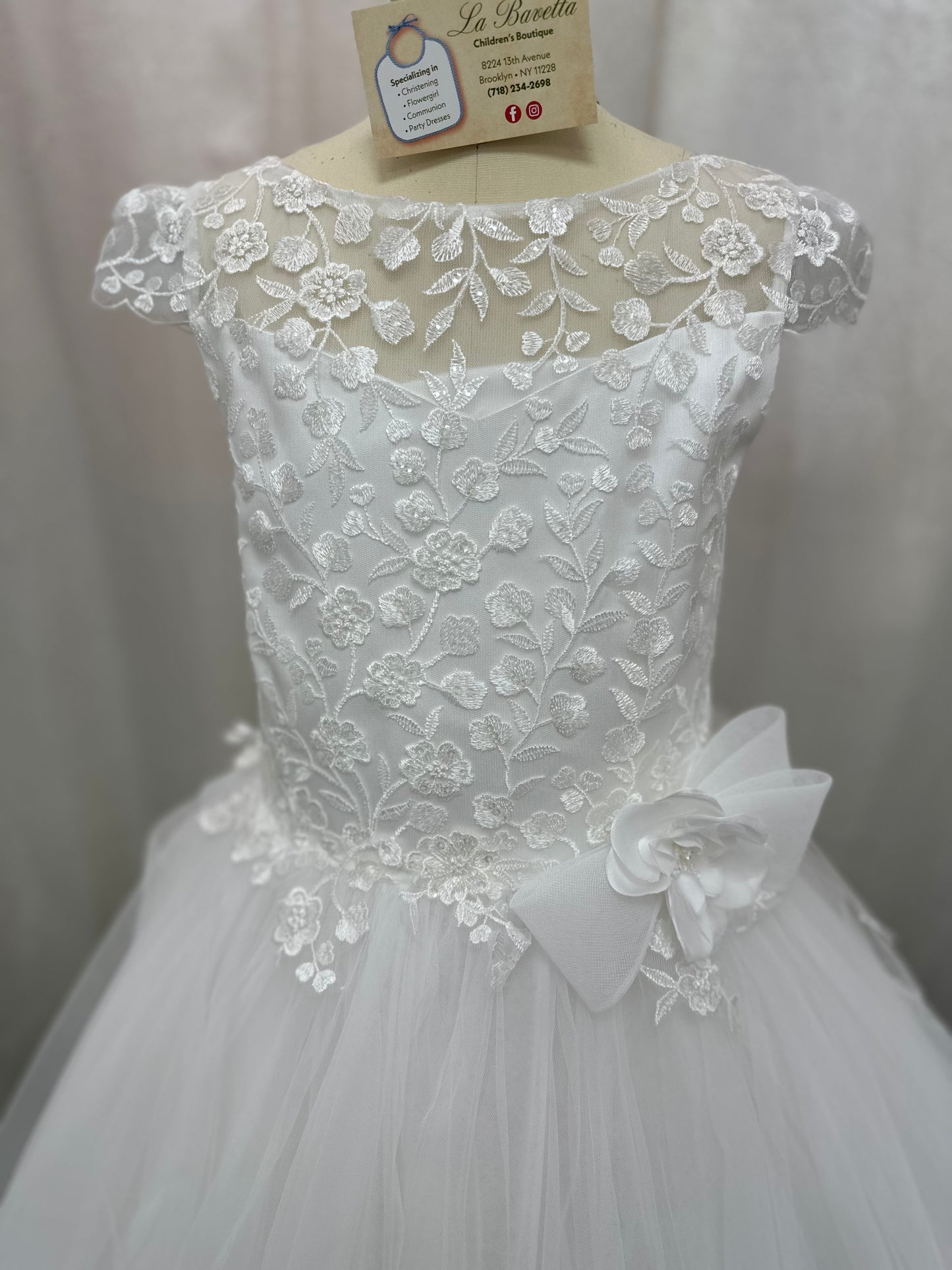 Michelina Bimbi Cap Sleeves Tiered Dress Communion dress by La Bavetta