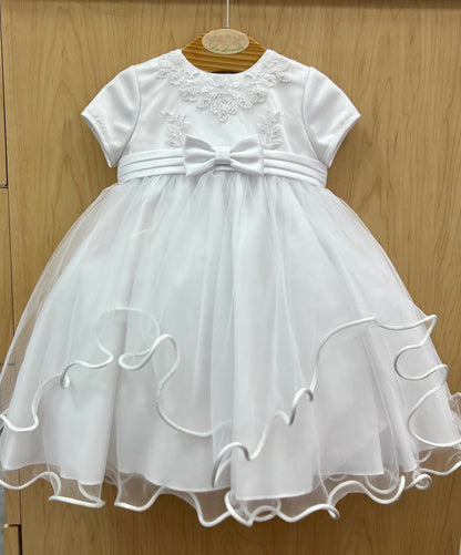 Sarah Louise Christening Dress ruffle and bow