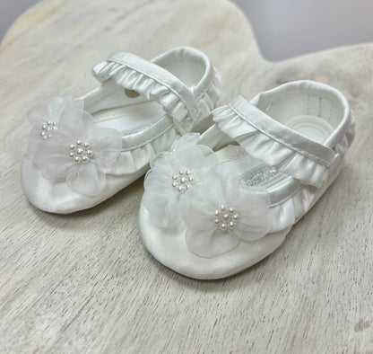Sarah Louise christening shoes for girls shantung