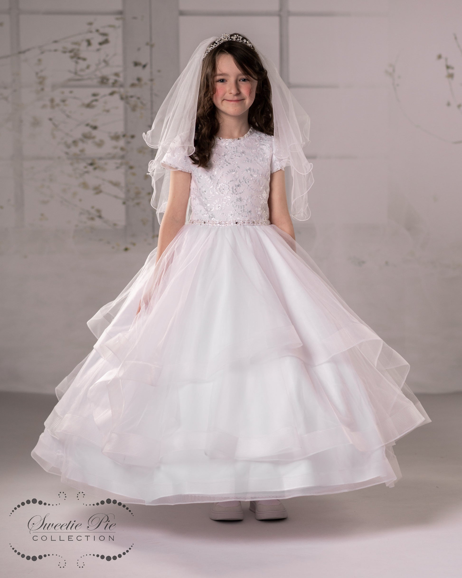 Sweetie Pie Communion Dress with double veil for La Bavetta