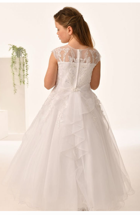 Sweetie Pie First Communion Dress with illusion neckline back