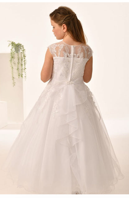 Sweetie Pie First Communion Dress with illusion neckline back