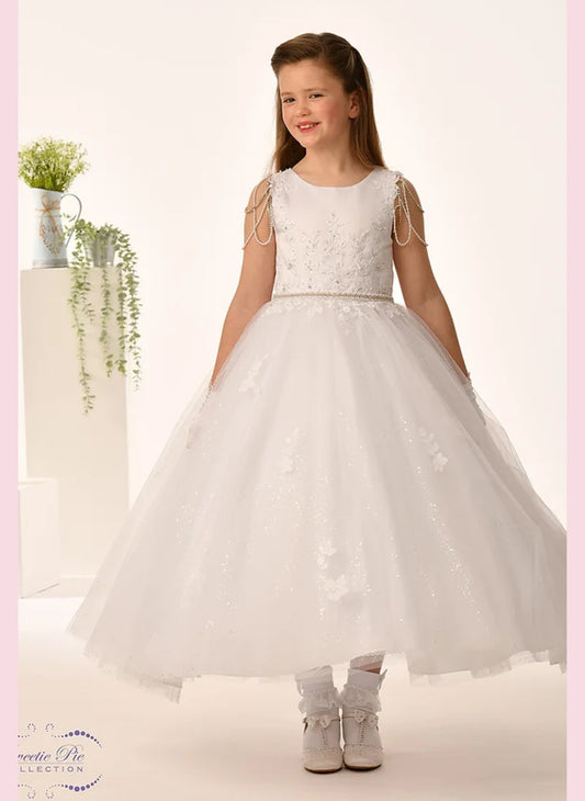 Sweetie pie communion dress sleeveless with satin bow