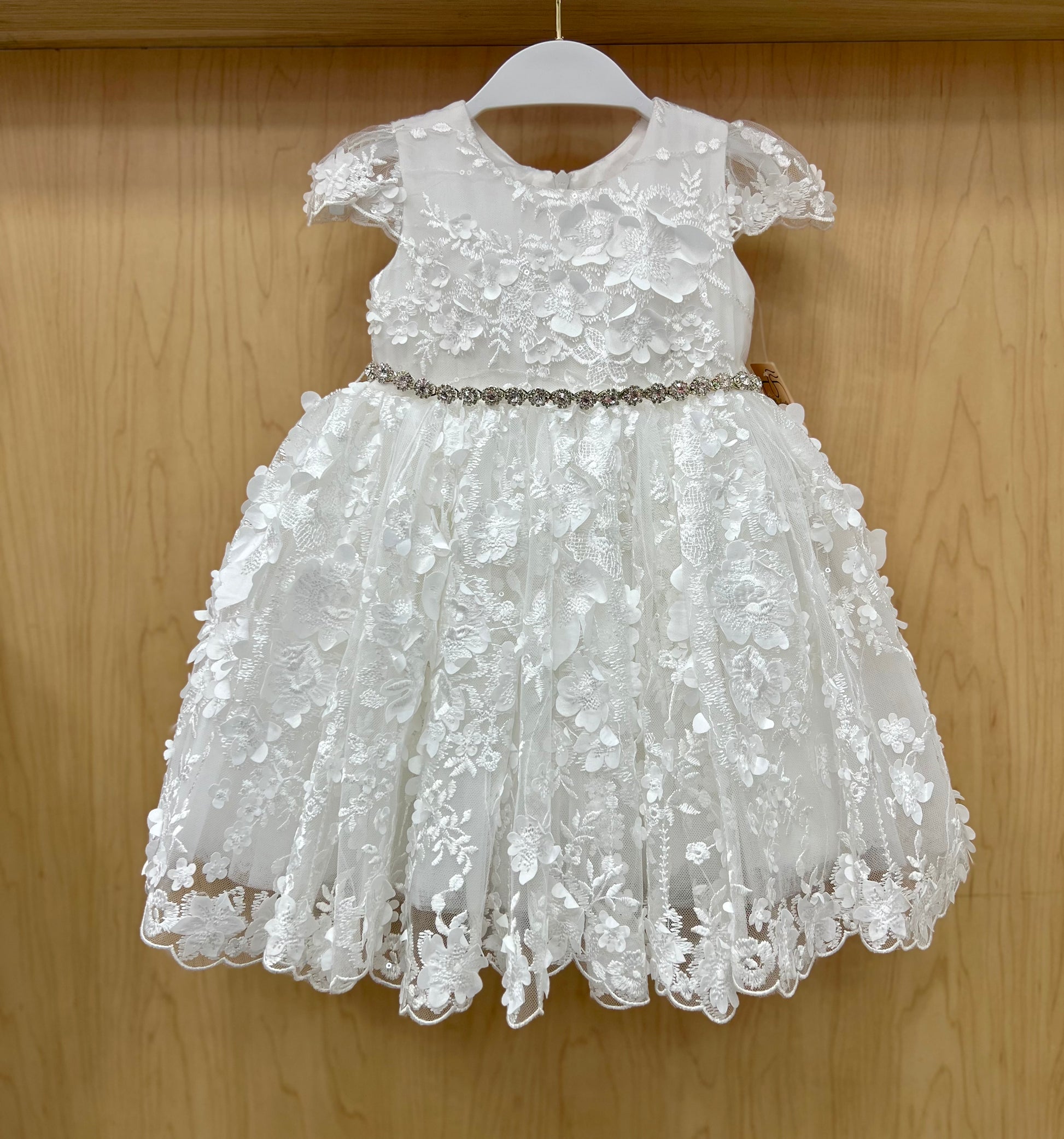 Teter Warm 3D flower short christening dress