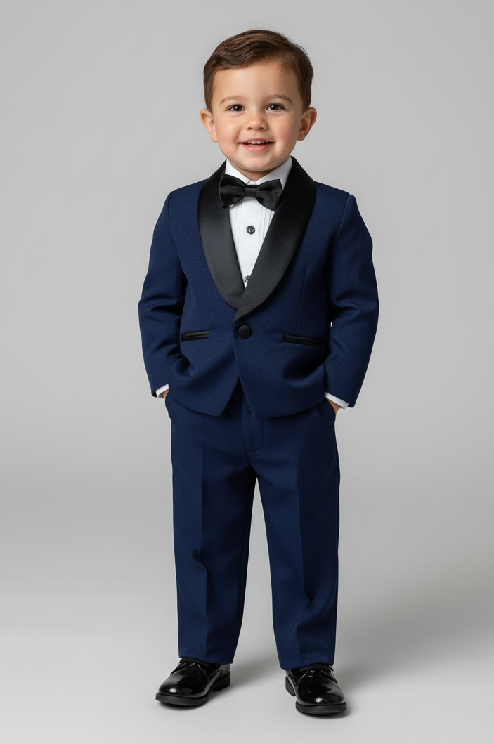 Little Gentleman 4-Piece Navy Tuxedo Set | Boys Formal Suit