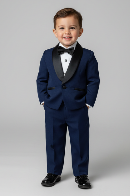 Little Gentleman 4-Piece Navy Tuxedo Set | Boys Formal Suit