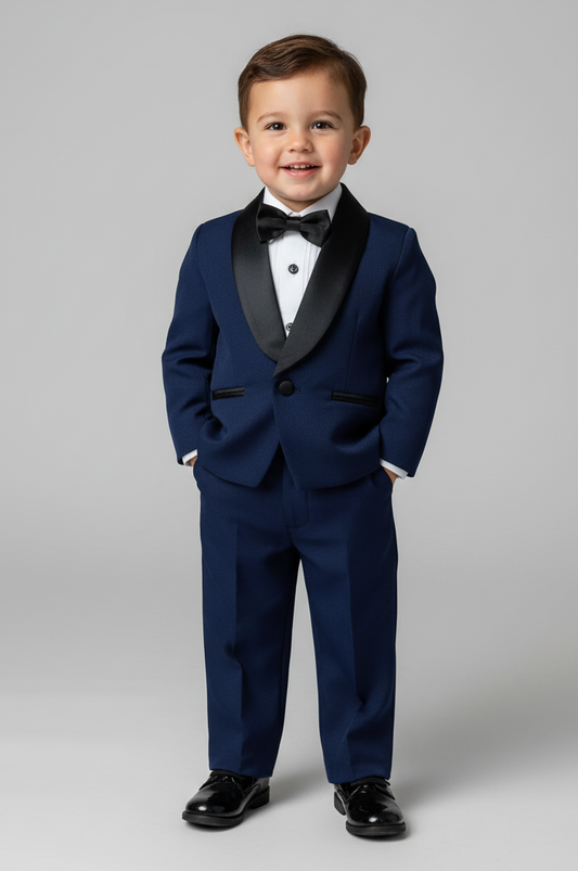 Little Gentleman 4-Piece Navy Tuxedo Set | Boys Formal Suit