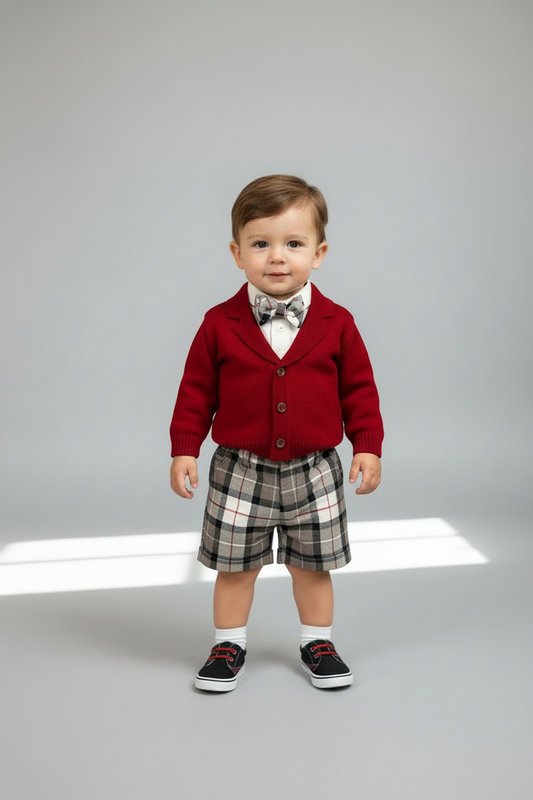 Bimbalo Boys Red Plaid short Pants Set 6382