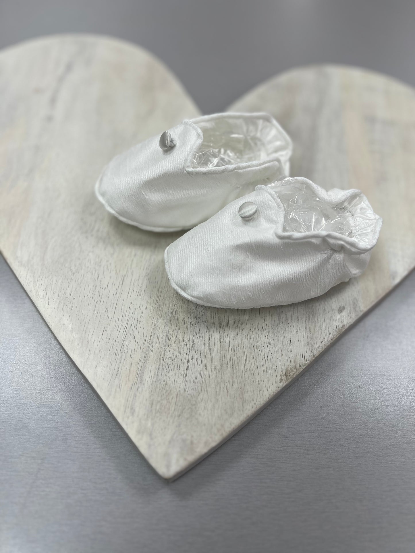 White shantung Boys Christening shoes 