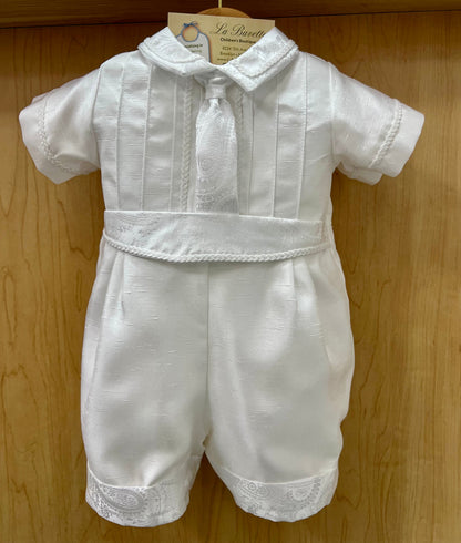 Boys Christening Romper Set with Paisley Cap