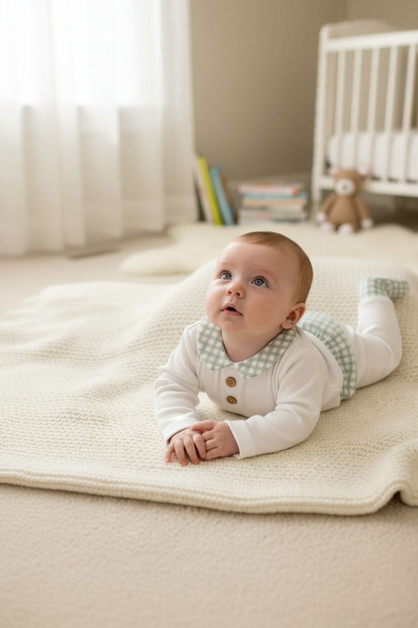 Baby Boy in Gingham Set