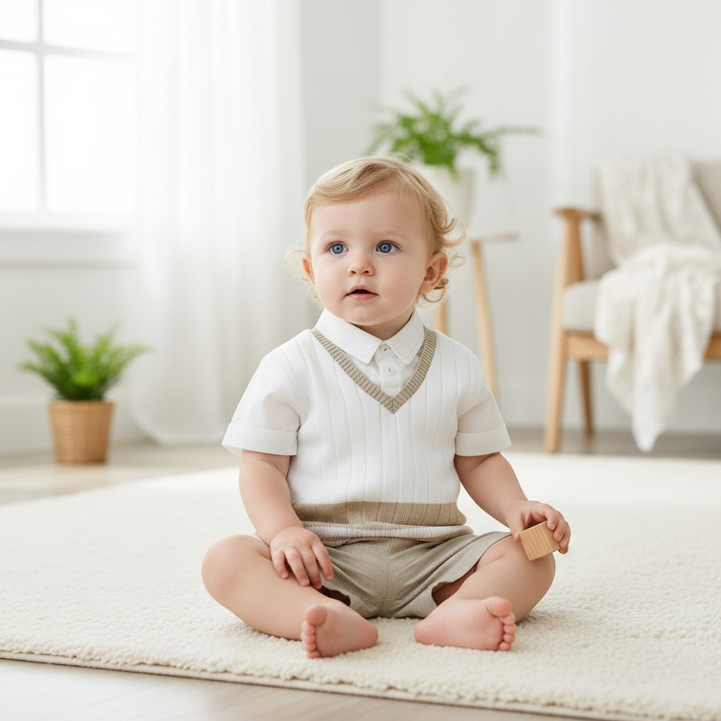 Baby boy wearing formal outfit set