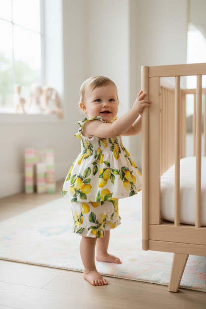 Baby Girl in Lemon Print Set