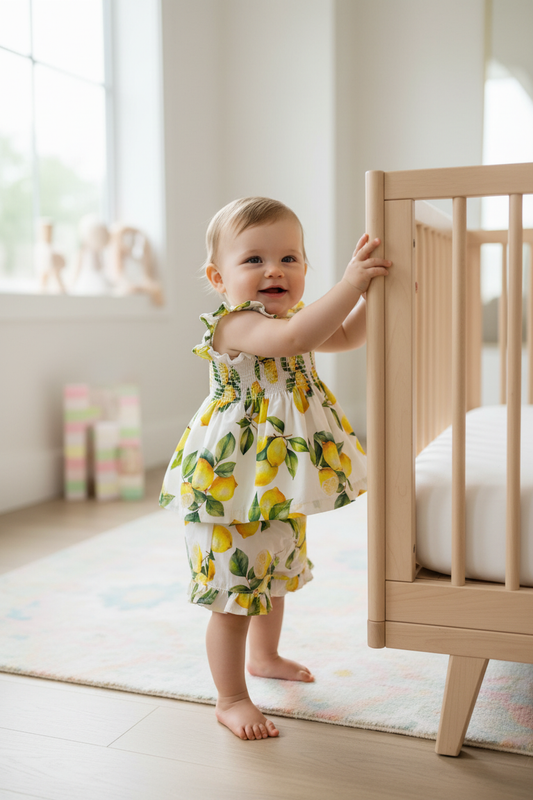 Baby Girl in Lemon Print Set