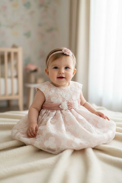 Baby girl wearing floral dress