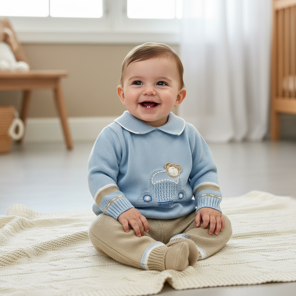 Baby wearing Italian knit set