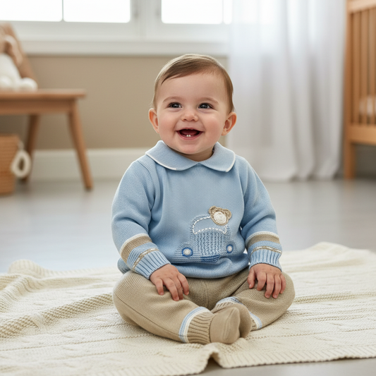 Baby wearing Italian knit set