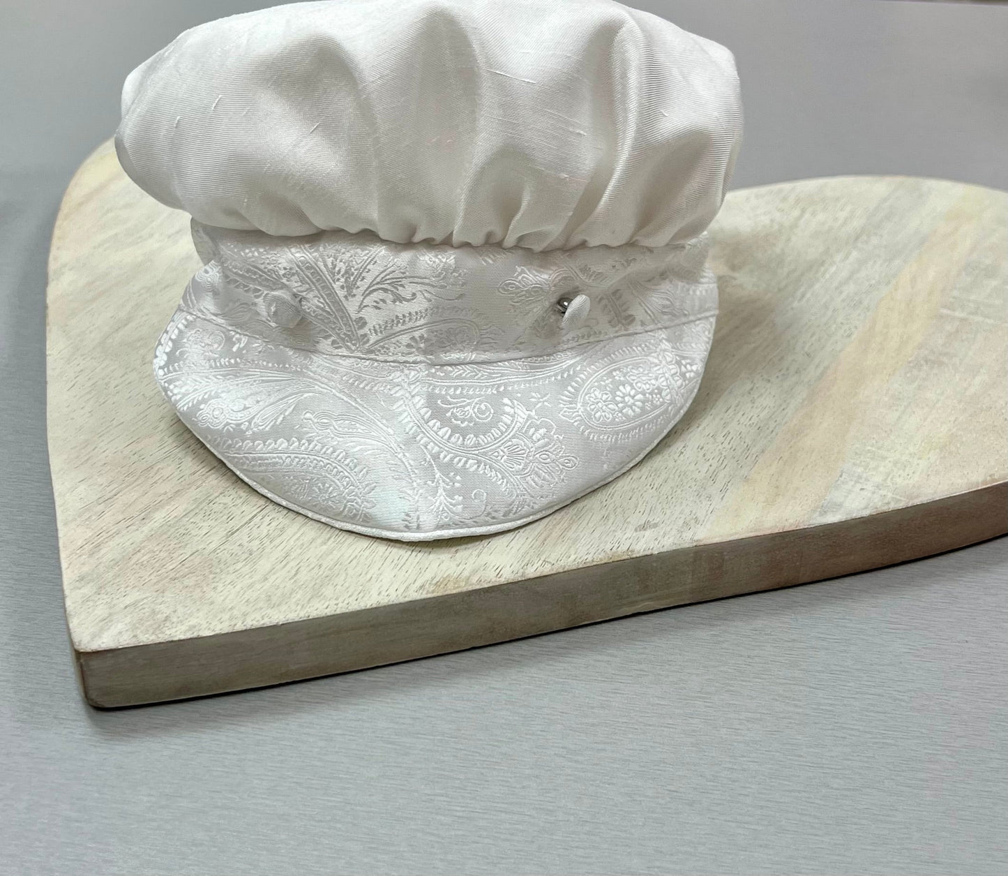 Boys Christening Romper Set with Paisley Cap