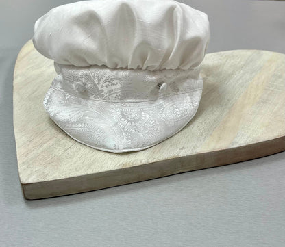 Boys Christening Romper Set with Paisley Cap