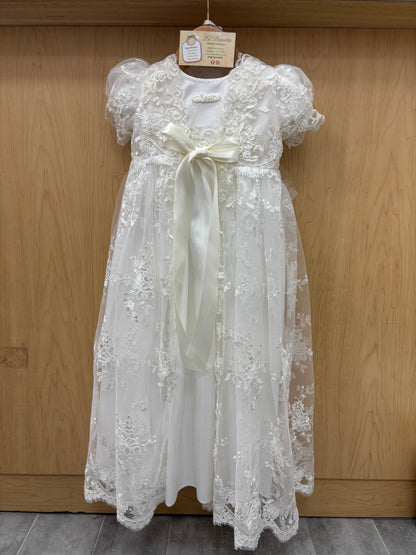 Ivory Lace Christening Gown & Bonnet Veronique