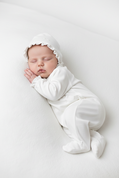 White Pima Cotton Baby Take-Home Set Hat & Blanket
