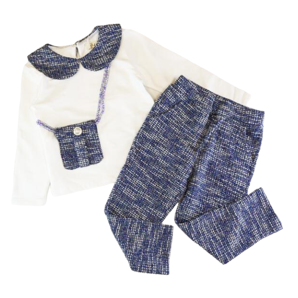 Tweed Mix Top w/ Purse with matching pants