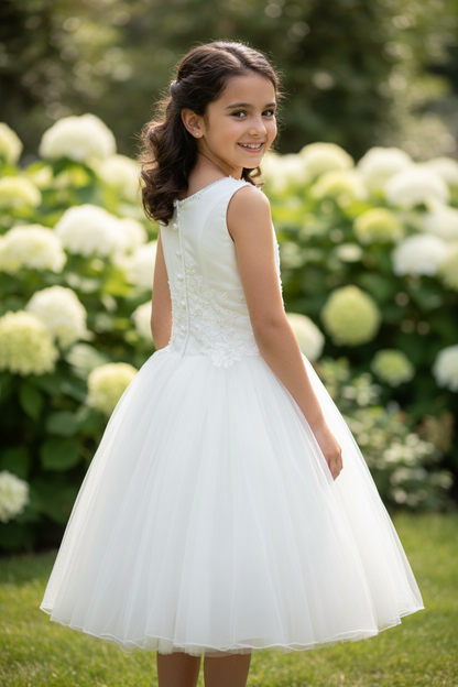 Ivory Lace Appliqué Tulle communion Dress Francesca