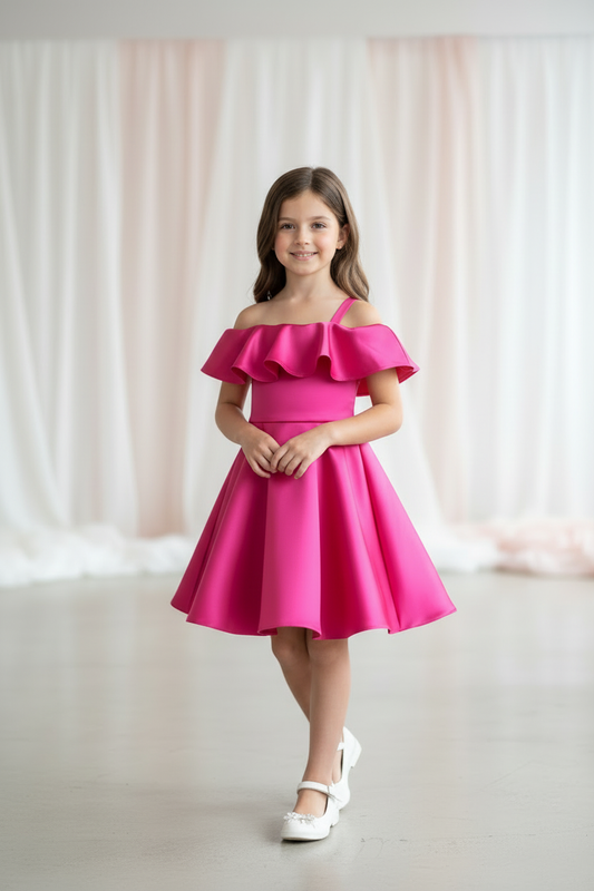 Girl in One-Shoulder Pink Dress
