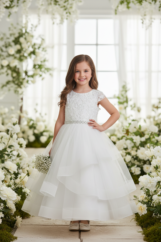 Girl in White Formal Dress