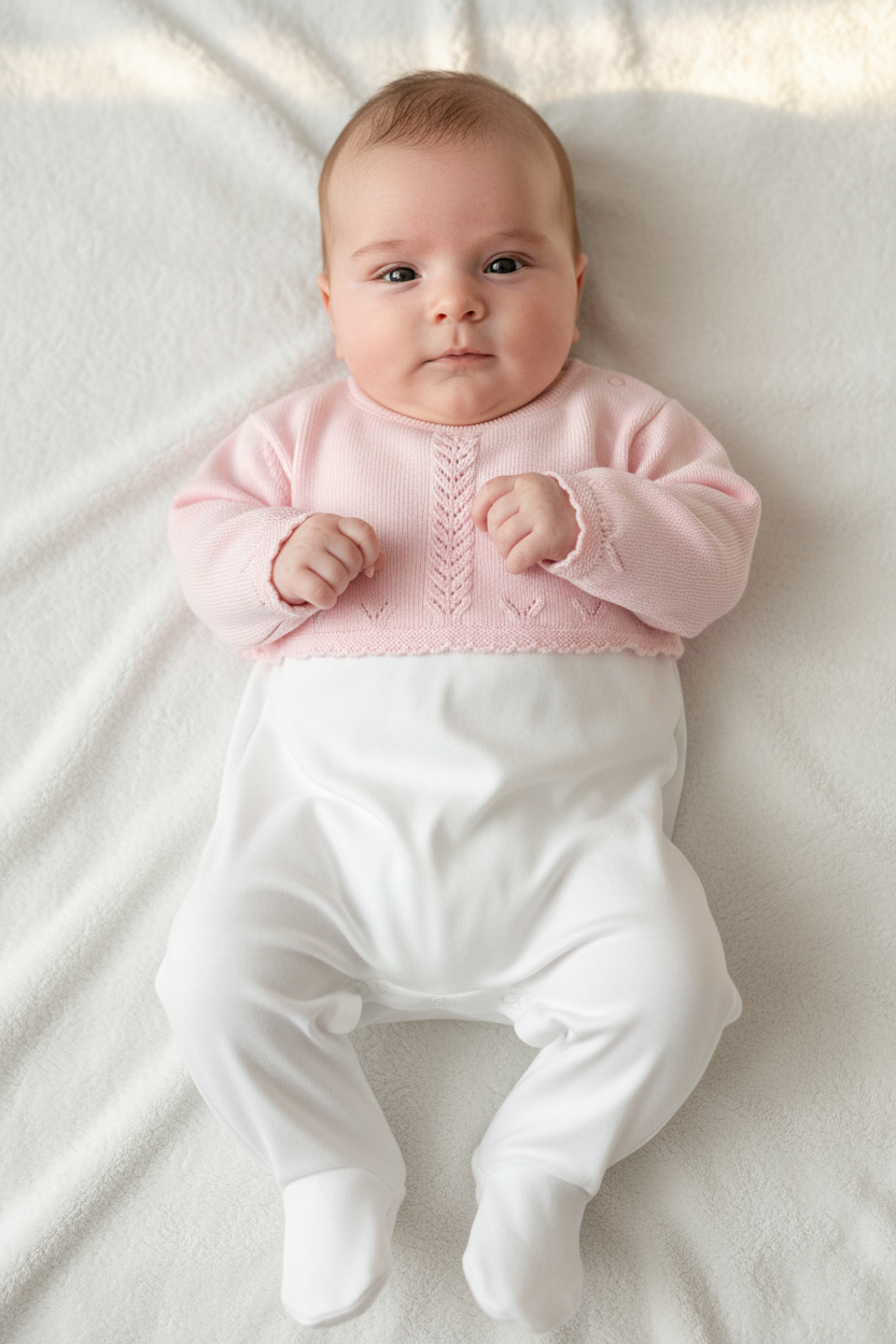 PV21 06 100-3 pink & white baby girls one pc romper
