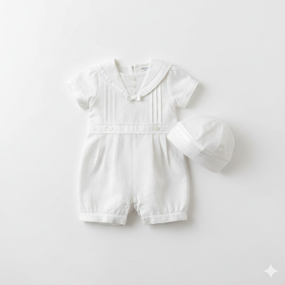 Baby Boy Sailor Romper Set with Hat