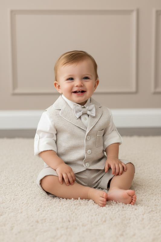 Boys 4PC linen shorts set