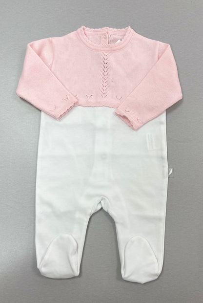 Pink and white cotton knit Take me home girls set PV21 06 100-3