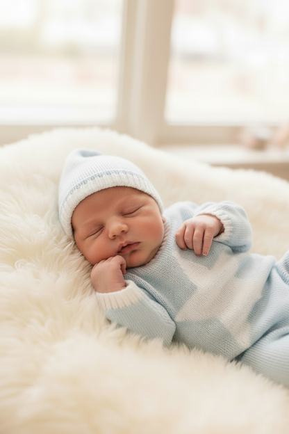 Star- boys baby blue cotton knit take me home set