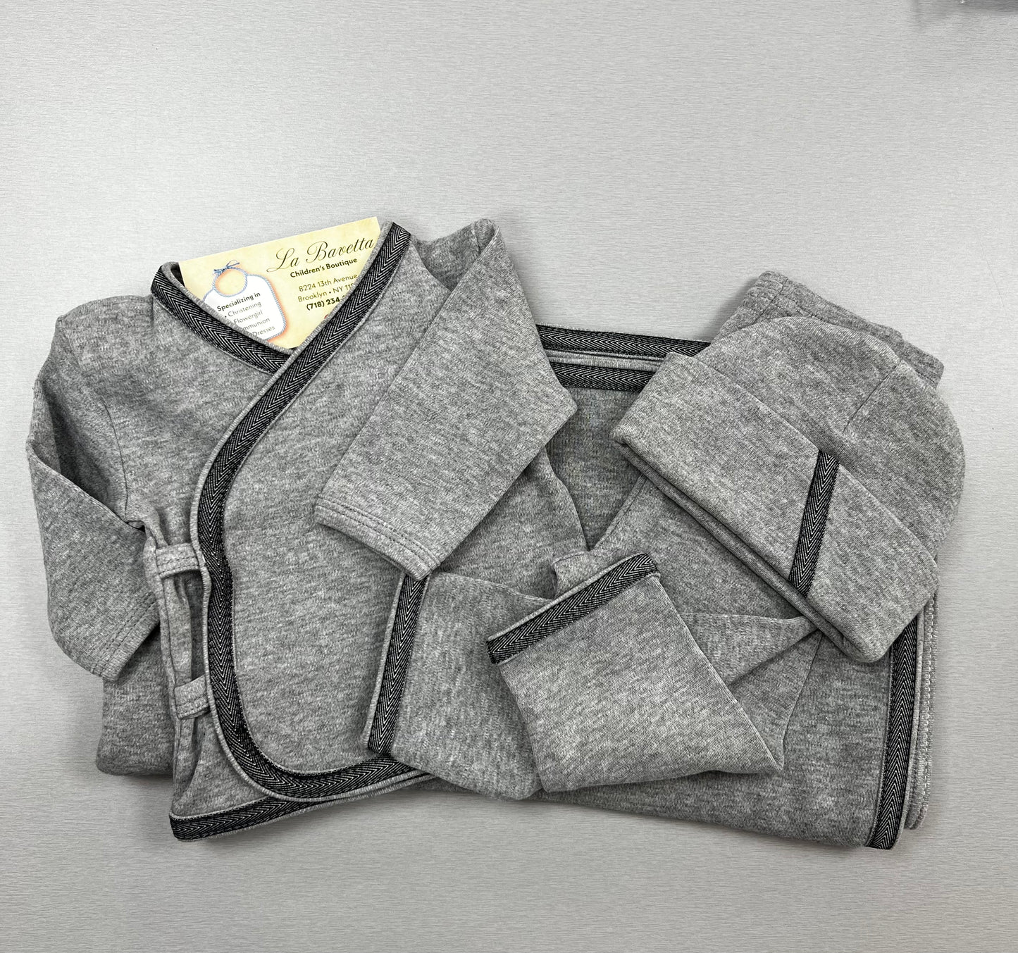 Blue Grey Cotton Take Me Home Newborn Set | La Bavetta | NYC