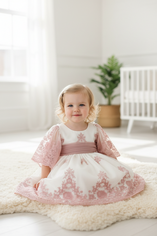 Embroidered Floral Girls Dress - Style 231-6503