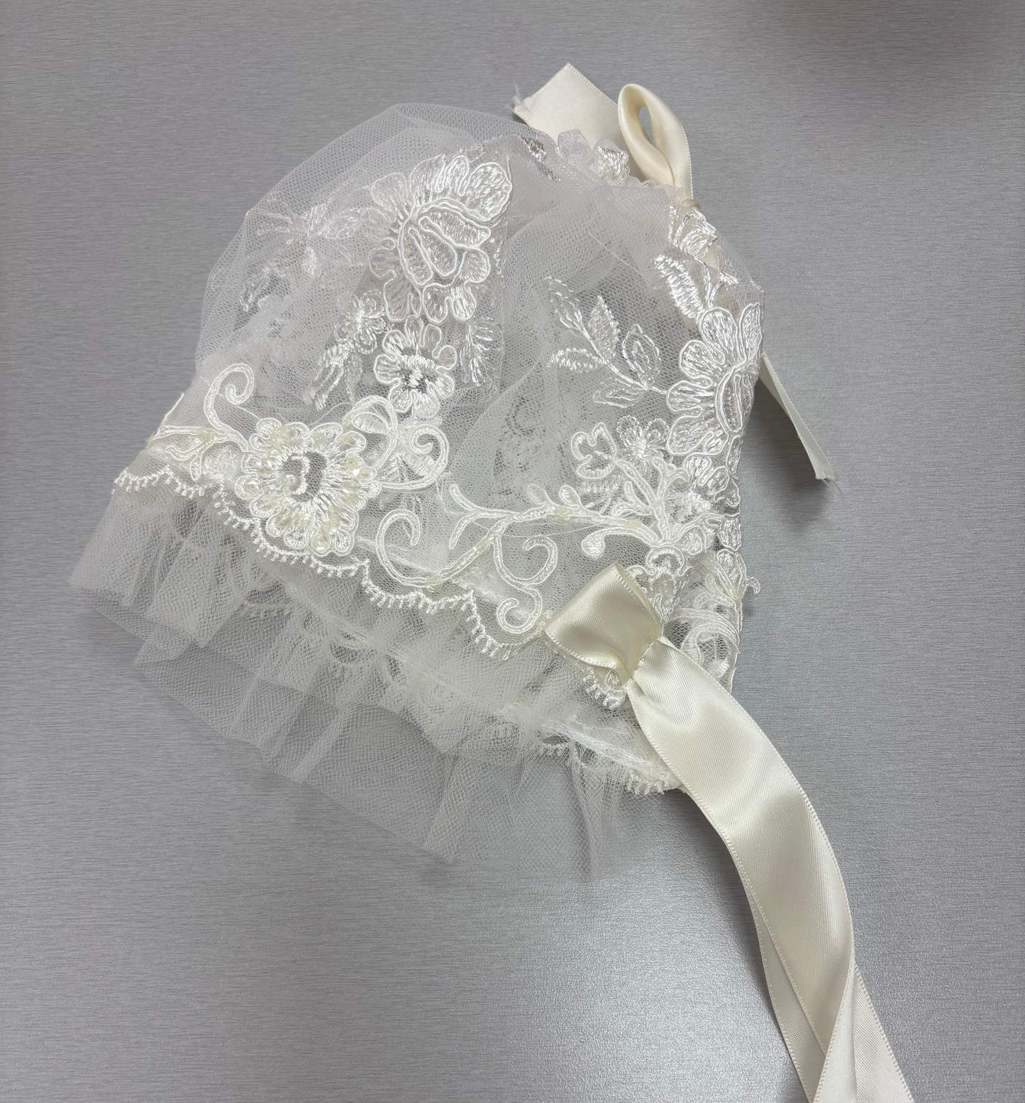 Ivory Lace Christening Gown & Bonnet Veronique